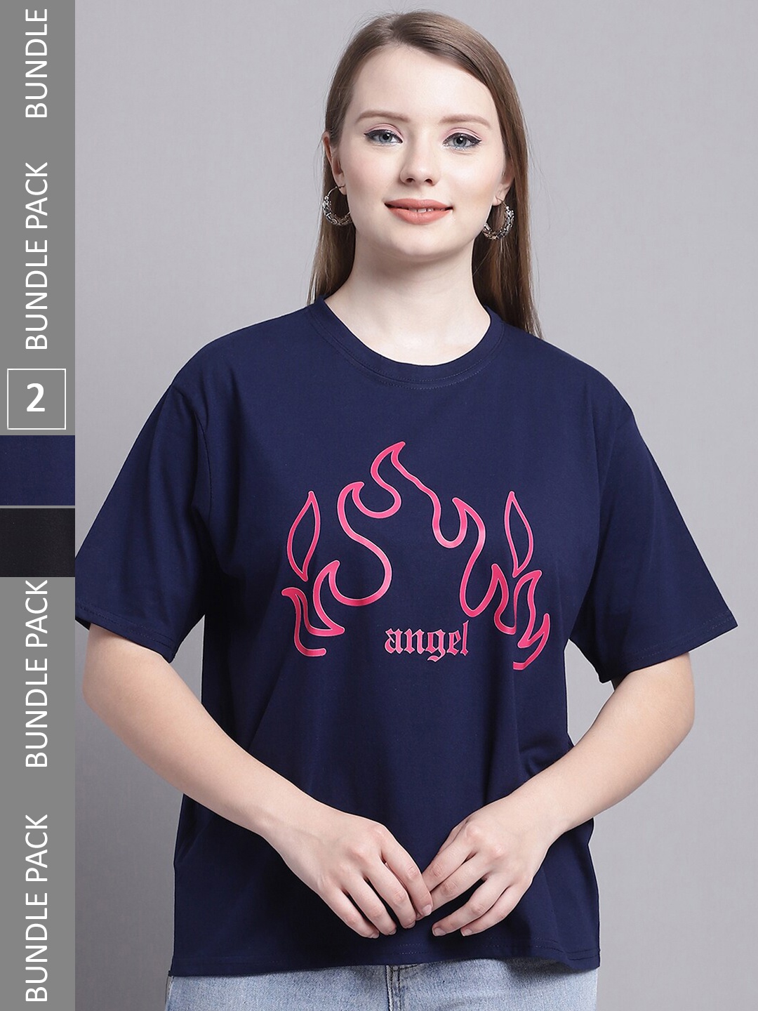 GRACIT Pack Of 2 Typography Printed Drop-Shoulder Sleeves Pure Cotton T-Shirt, Navy blue
GRACIT Pack Of 2 Typography Printed Drop-Shoulder Sleeves Pure Cotton T-Shirt, Navy blue