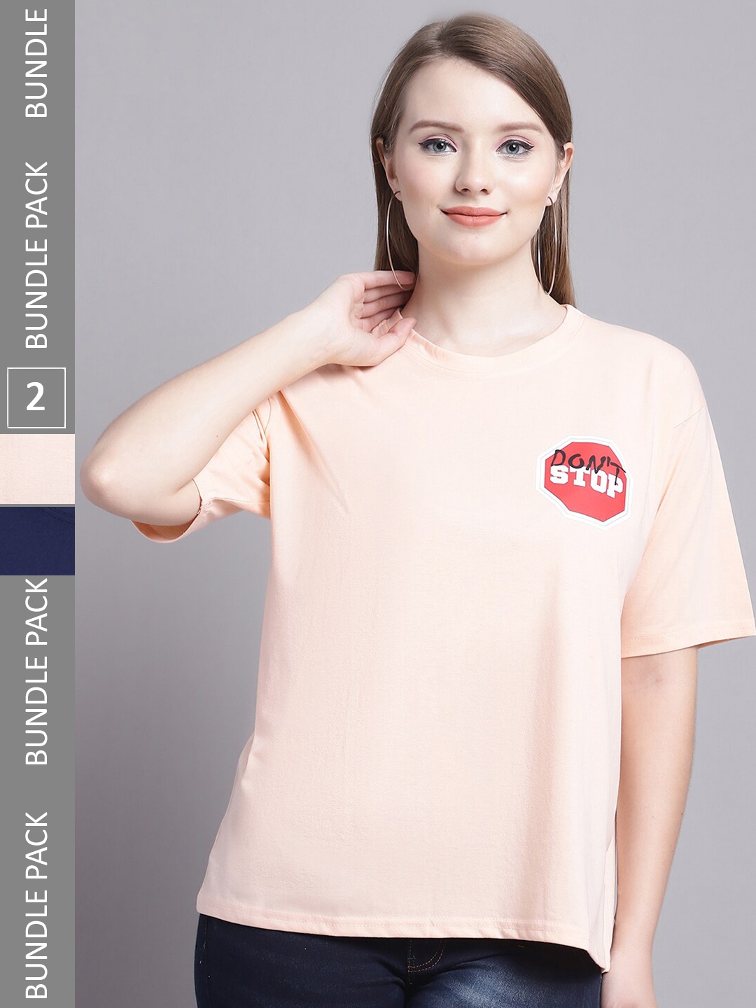 GRACIT Pack Of 2 Typography Printed Drop-Shoulder Sleeves Pure Cotton T-Shirt, Navy blue
GRACIT Pack Of 2 Typography Printed Drop-Shoulder Sleeves Pure Cotton T-Shirt, Navy blue