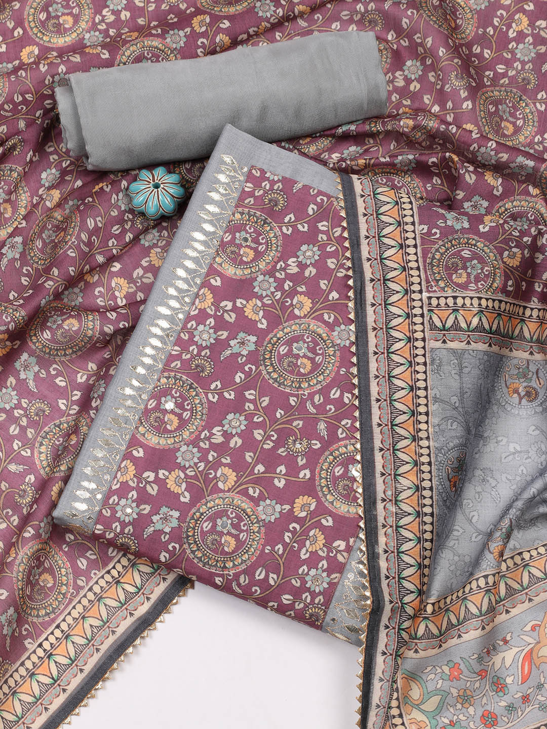 Meena Bazaar Floral Printed Gotta Patti Unstitched Dress Material, Grey
Meena Bazaar Floral Printed Gotta Patti Unstitched Dress Material, Grey