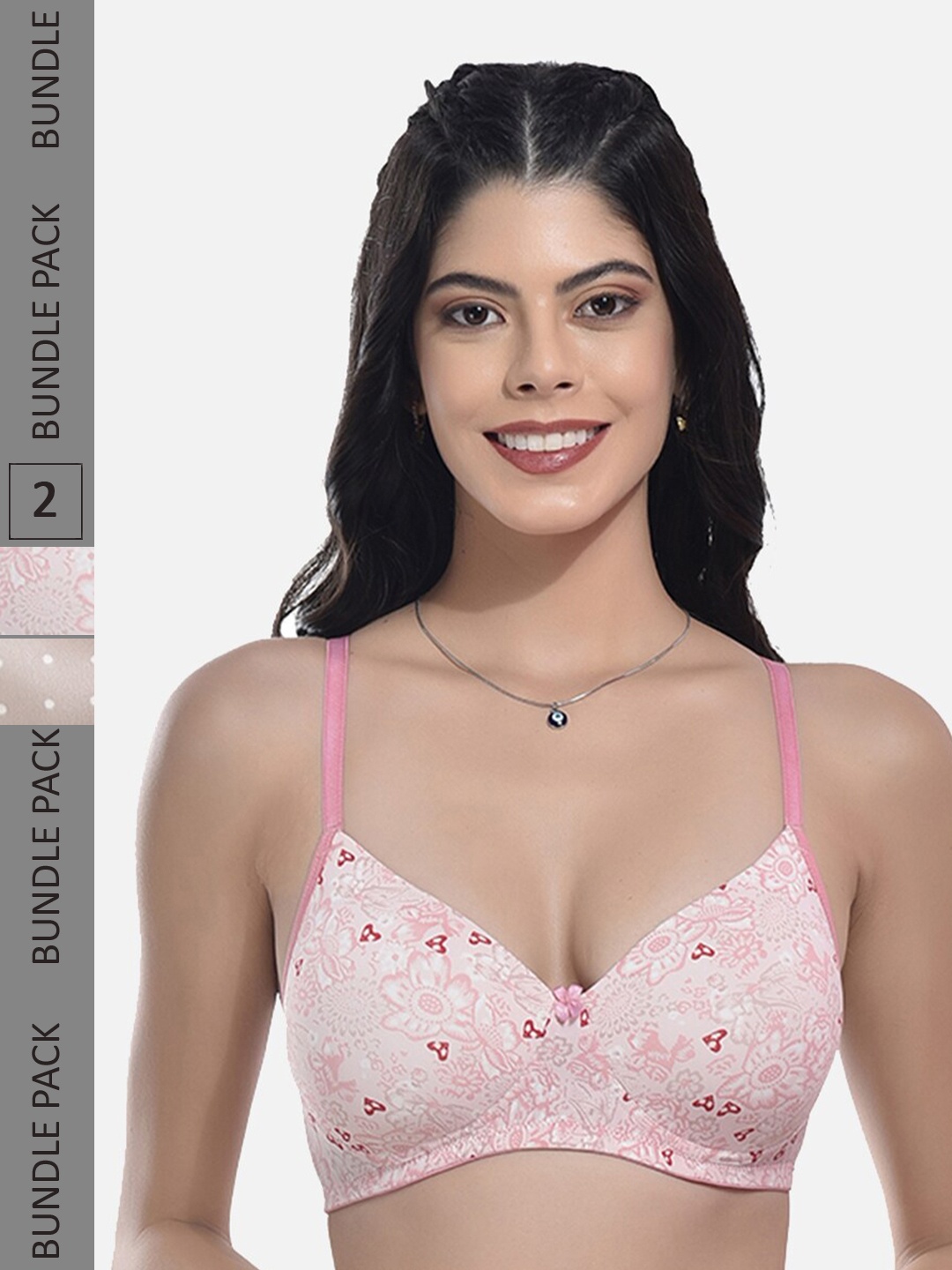 StyFun Pack Of 2 Polka Dots Printed Full Coverage All Day Comfort Cotton T-Shirt Bra, Pink
StyFun Pack Of 2 Polka Dots Printed Full Coverage All Day Comfort Cotton T-Shirt Bra, Pink