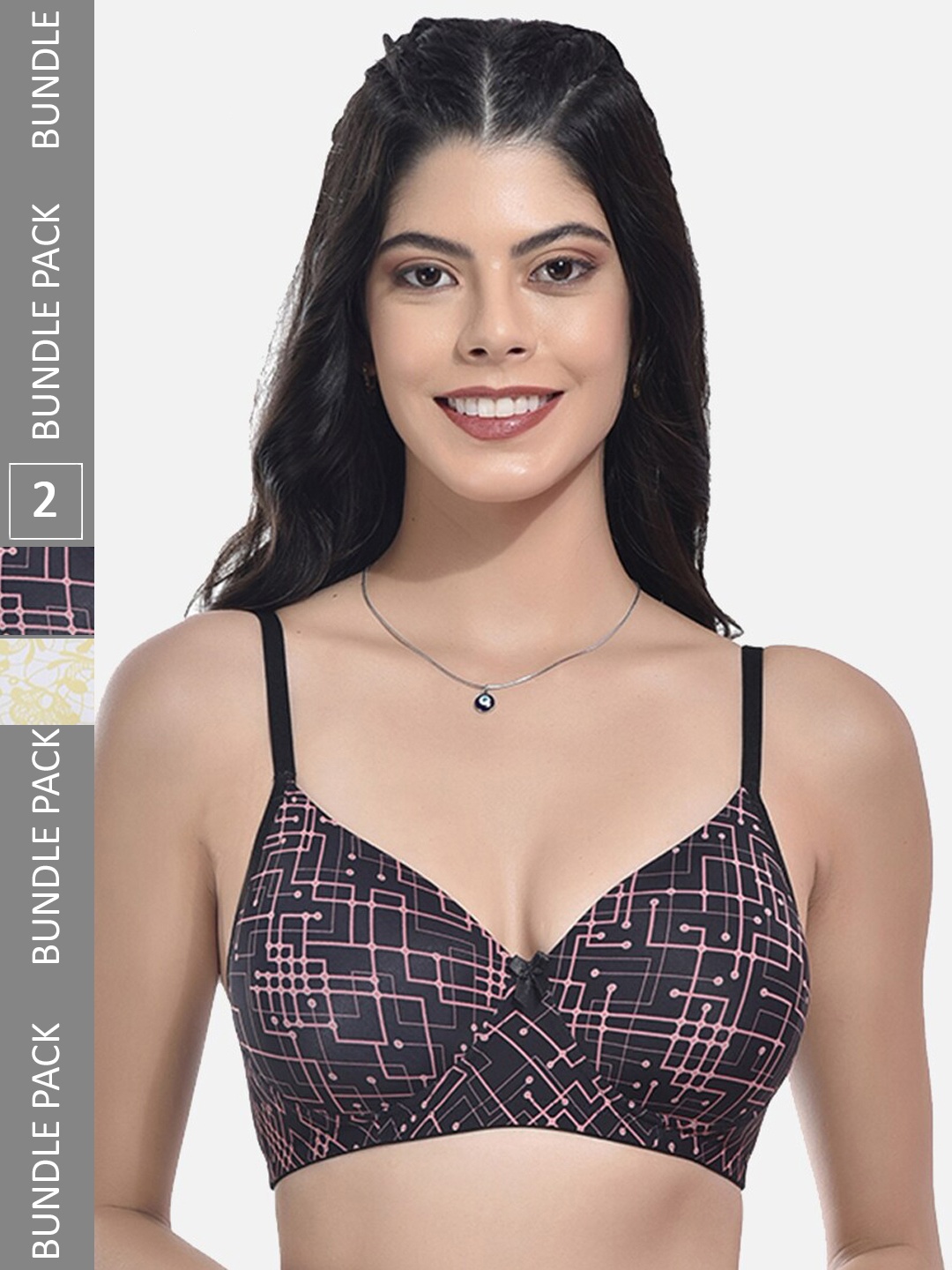 StyFun Pack OF 2 Geometric Printed Full Coverage All Day Comfort Cotton T-Shirt Bra, Black
StyFun Pack OF 2 Geometric Printed Full Coverage All Day Comfort Cotton T-Shirt Bra, Black