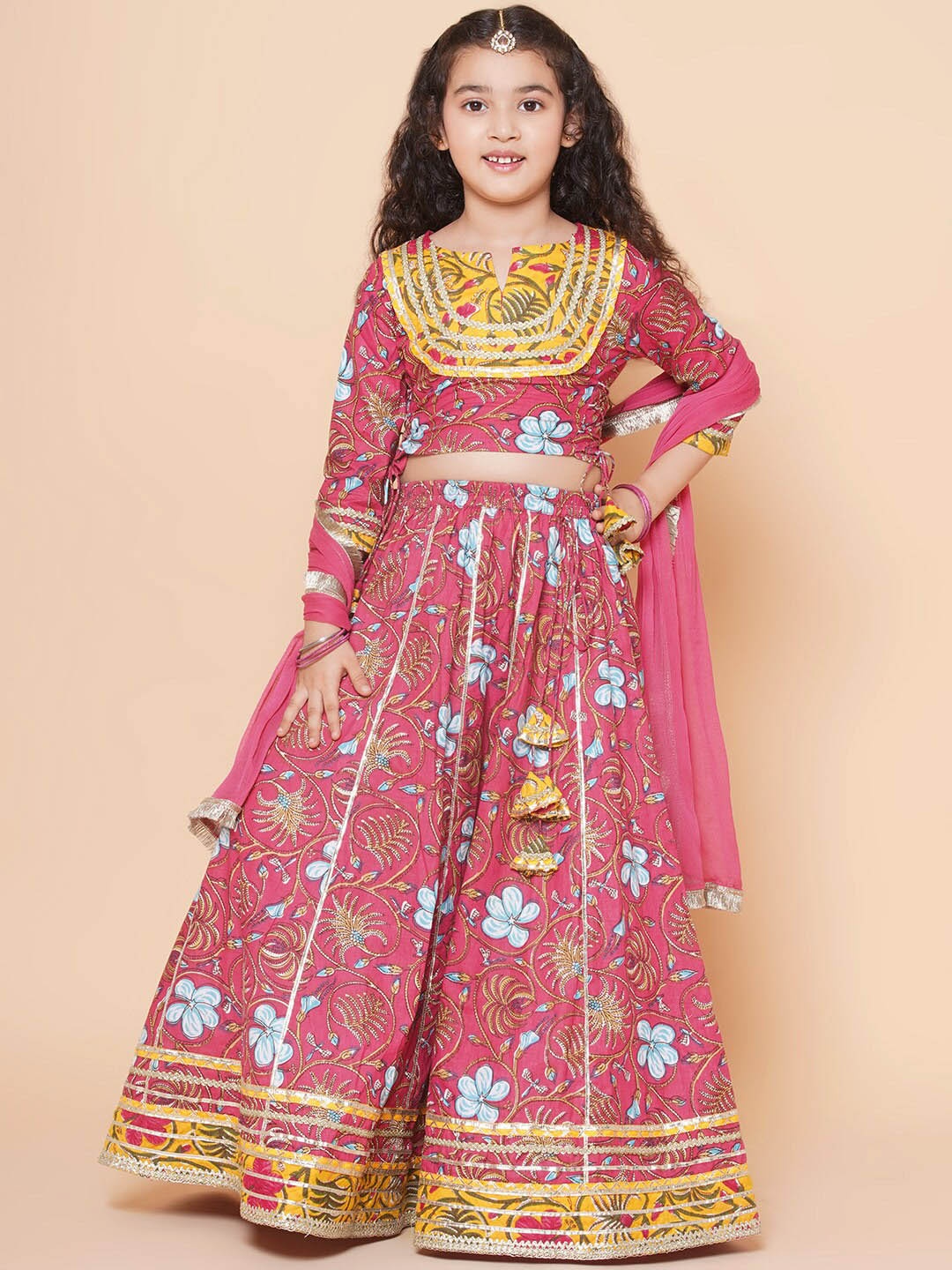 Bitiya by Bhama Girls Floral Printed Ready to Wear Lehenga & Blouse With Dupatta, Pink
Bitiya by Bhama Girls Floral Printed Ready to Wear Lehenga & Blouse With Dupatta, Pink