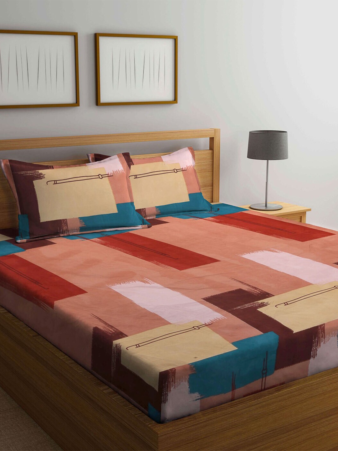 DECOMIZER Brown & Pink Geometric Polycotton 300 TC King Bedsheet With 2 Pillow Covers
DECOMIZER Brown & Pink Geometric Polycotton 300 TC King Bedsheet With 2 Pillow Covers