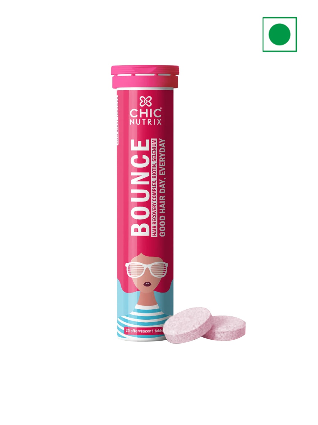 CHICNUTRIX Raspberry Flavor Bounce Biotin Tablets for Hair - 20 Effervescent Tablets, Pink
CHICNUTRIX Raspberry Flavor Bounce Biotin Tablets for Hair - 20 Effervescent Tablets, Pink