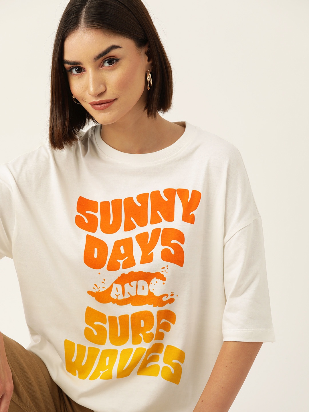 DressBerry Women Typography Printed Drop-Shoulder Sleeves Pure Cotton Boxy T-shirt, Off white
DressBerry Women Typography Printed Drop-Shoulder Sleeves Pure Cotton Boxy T-shirt, Off white