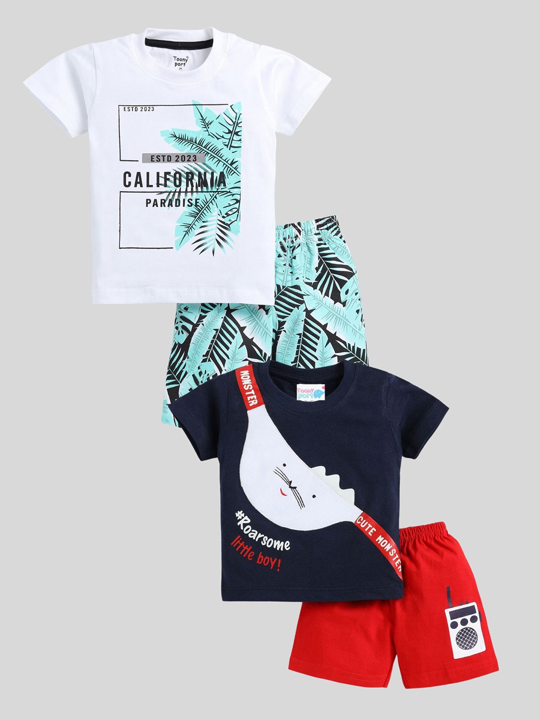 Toonyport Infant Boys Pack Of 2 Typography Printed Pure Cotton T-shirt with Shorts, White
Toonyport Infant Boys Pack Of 2 Typography Printed Pure Cotton T-shirt with Shorts, White