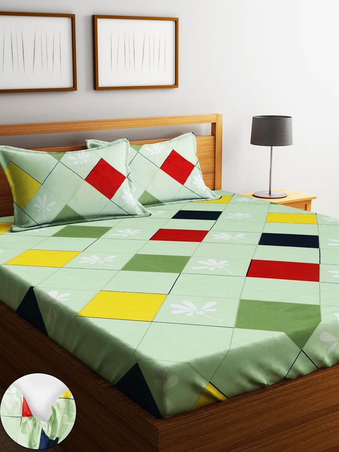 Fashion String Green & Red Geometric 210 TC Cotton Queen Bedsheet with 2 Pillow Covers
Fashion String Green & Red Geometric 210 TC Cotton Queen Bedsheet with 2 Pillow Covers