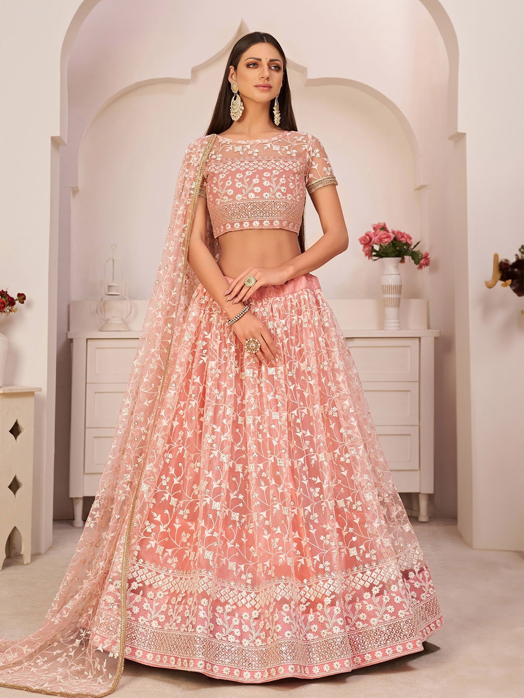 Fusionic Embroidered Sequinned Semi-Stitched Lehenga & Unstitched Blouse With Dupatta, Pink
Fusionic Embroidered Sequinned Semi-Stitched Lehenga & Unstitched Blouse With Dupatta, Pink