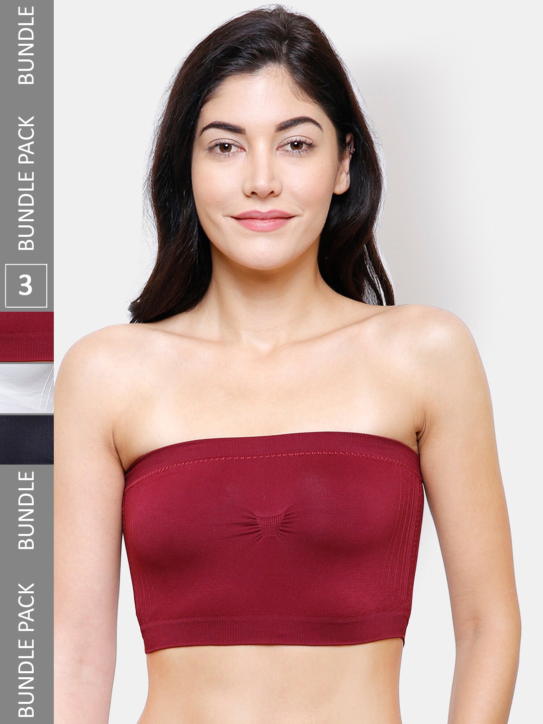 FashionRack Pack Of 3 Half Coverage Lightly Padded Cotton Bandeau Bra With Anti Microbial, Maroon
FashionRack Pack Of 3 Half Coverage Lightly Padded Cotton Bandeau Bra With Anti Microbial, Maroon