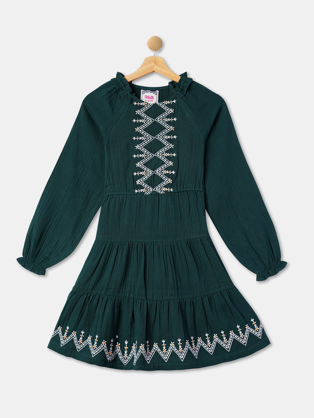 R&B Girls Ethnic Motifs Embroidered Gathered Or Pleated Cotton A Line Dress, Green
R&B Girls Ethnic Motifs Embroidered Gathered Or Pleated Cotton A Line Dress, Green