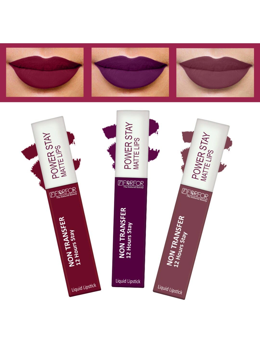 FORFOR Powerstay 3Pcs Non Transfer Liquid Matte Lipstick - Wine-Bridal Maroon-Peppy Red, Multi
FORFOR Powerstay 3Pcs Non Transfer Liquid Matte Lipstick - Wine-Bridal Maroon-Peppy Red, Multi