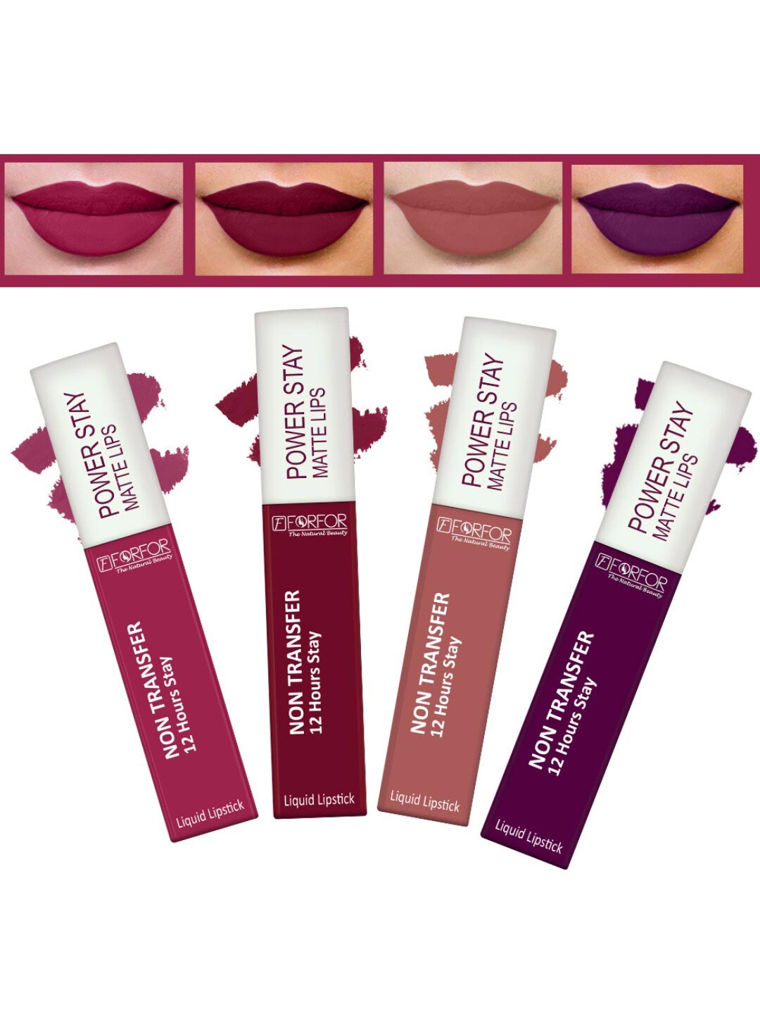 FORFOR Set of 4 Powerstay Non-Transfer Waterproof Liquid Matte Lipstick - 5ml Each, Pink
FORFOR Set of 4 Powerstay Non-Transfer Waterproof Liquid Matte Lipstick - 5ml Each, Pink