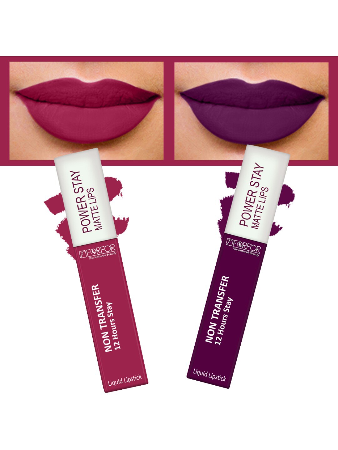 FORFOR Set of 2 Powerstay Non Transfer Liquid Matte Lipstick - 5 ml Each, Fuchsia
FORFOR Set of 2 Powerstay Non Transfer Liquid Matte Lipstick - 5 ml Each, Fuchsia