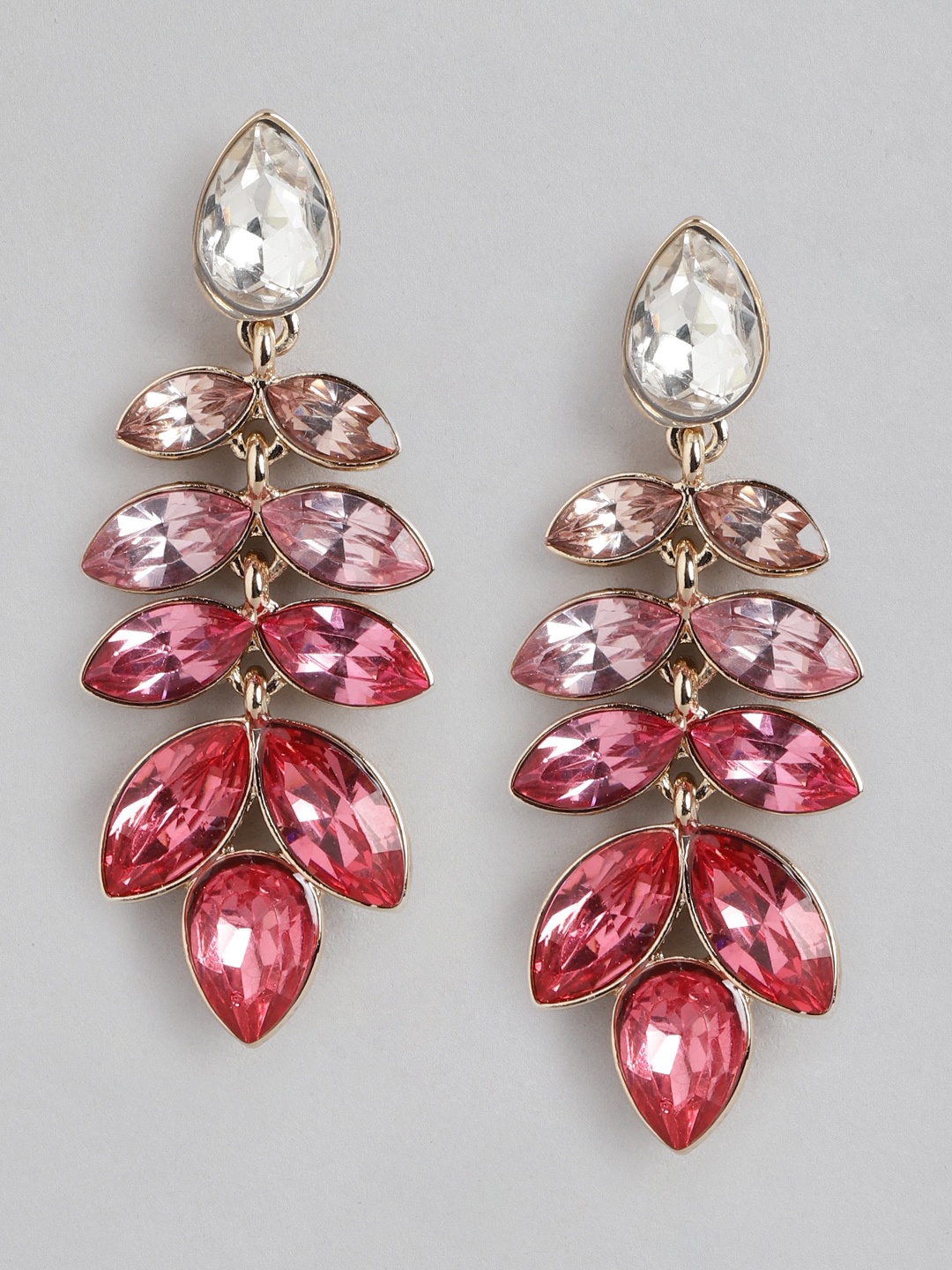 Forever New Leaf Shaped Drop Earrings, Red