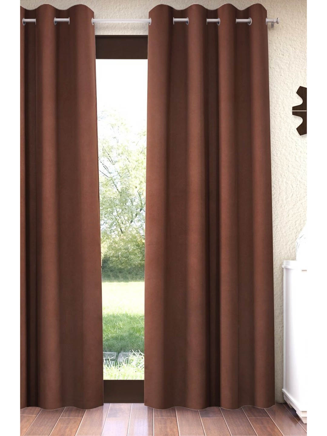 Home Sizzler Brown Black Out Window Curtain