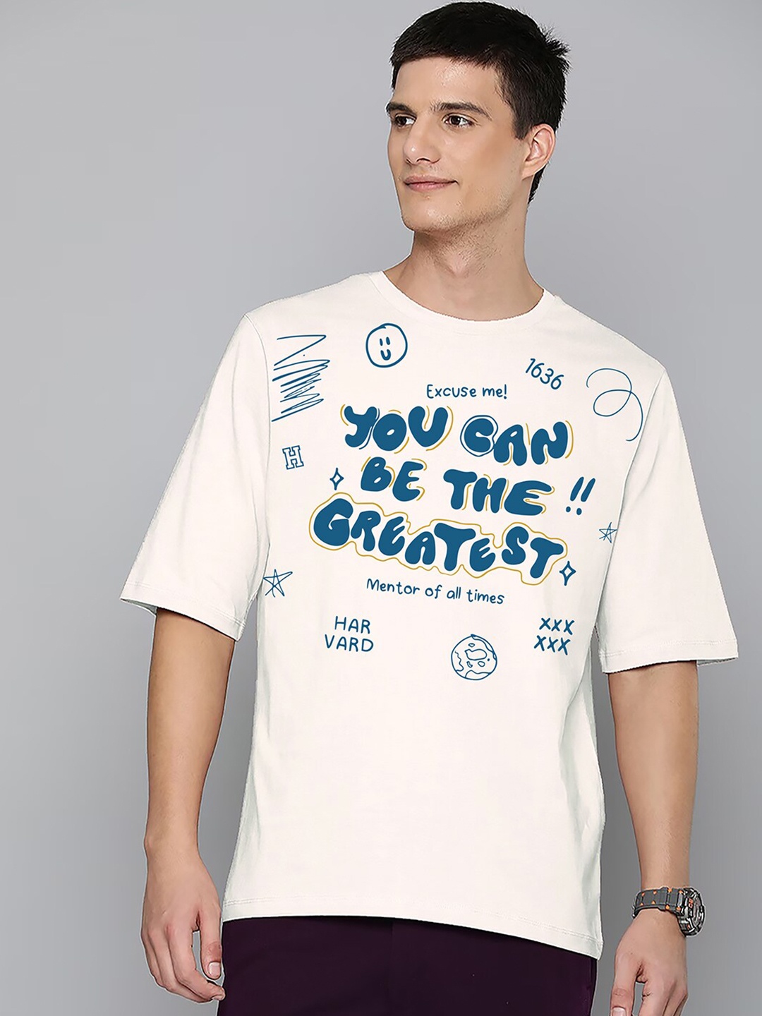 Harvard Typography Round Neck Drop-Shoulder Sleeves Oversized Cotton T-Shirt, Off white
Harvard Typography Round Neck Drop-Shoulder Sleeves Oversized Cotton T-Shirt, Off white