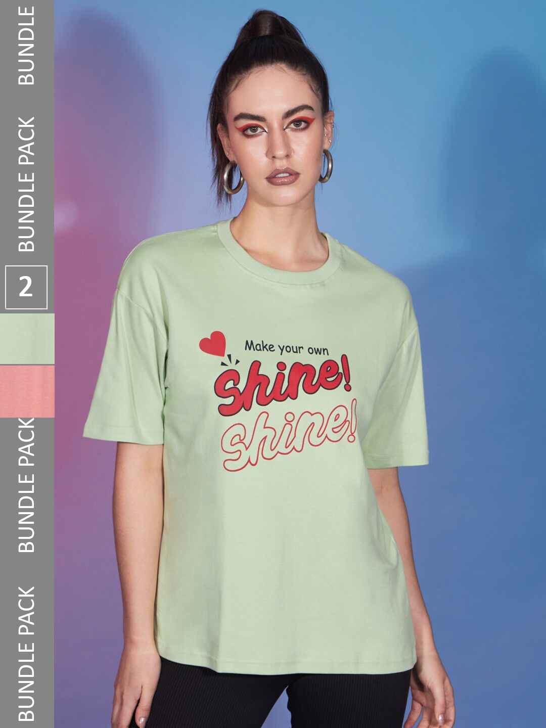 GUTI Pack Of 2 Typography Printed Round Neck Short Sleeve Oversized Cotton T-Shirt, Sea green
GUTI Pack Of 2 Typography Printed Round Neck Short Sleeve Oversized Cotton T-Shirt, Sea green