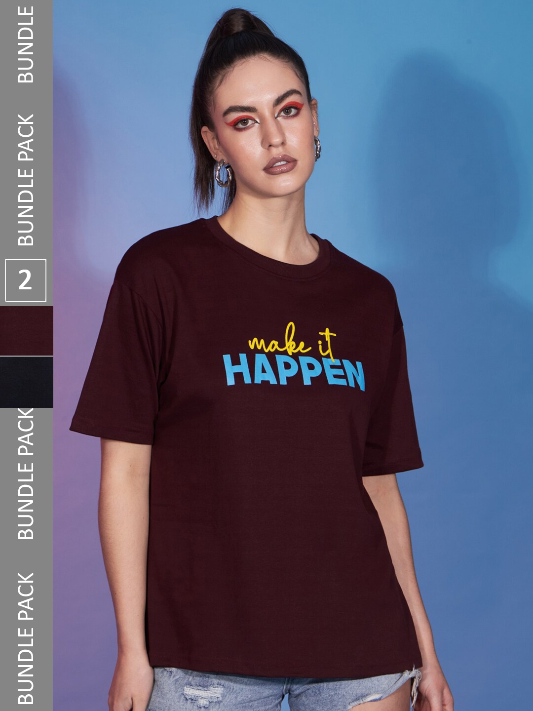 GUTI Pack Of 2 Typography Printed Round Neck Short Sleeve Oversized Cotton T-Shirt, Maroon
GUTI Pack Of 2 Typography Printed Round Neck Short Sleeve Oversized Cotton T-Shirt, Maroon