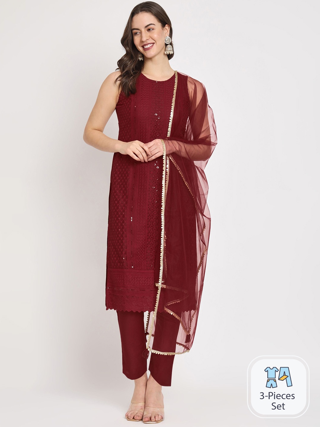 Shopping Queen Ethnic Motif Embroidered Regular Sequinned Kurta With Trousers & Dupatta, Maroon
Shopping Queen Ethnic Motif Embroidered Regular Sequinned Kurta With Trousers & Dupatta, Maroon