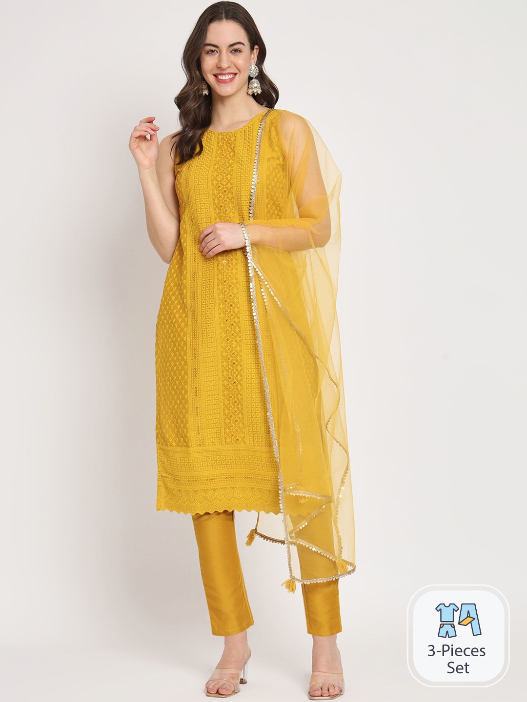 Shopping Queen Ethnic Motif Embroidered Regular Sequinned Kurta With Trousers & Dupatta, Yellow
Shopping Queen Ethnic Motif Embroidered Regular Sequinned Kurta With Trousers & Dupatta, Yellow