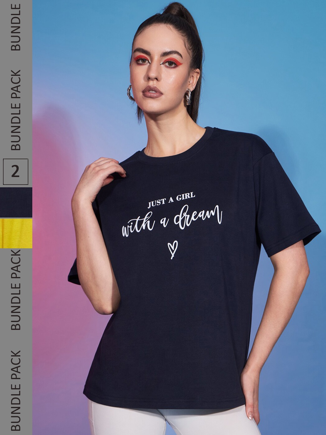 GUTI Pack Of 2 Typography Printed Round Neck Short Sleeve Oversized Cotton T-Shirt, Yellow
GUTI Pack Of 2 Typography Printed Round Neck Short Sleeve Oversized Cotton T-Shirt, Yellow