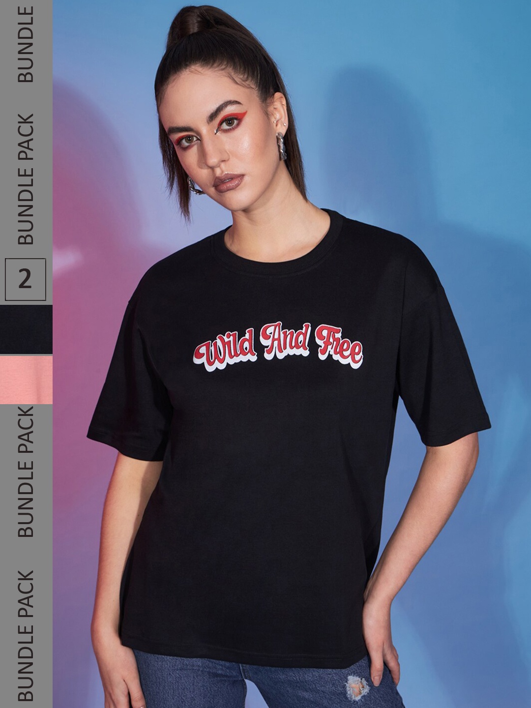 GUTI Pack Of 2 Typography Printed Round Neck Short Sleeve Oversized Cotton T-Shirt, Black
GUTI Pack Of 2 Typography Printed Round Neck Short Sleeve Oversized Cotton T-Shirt, Black