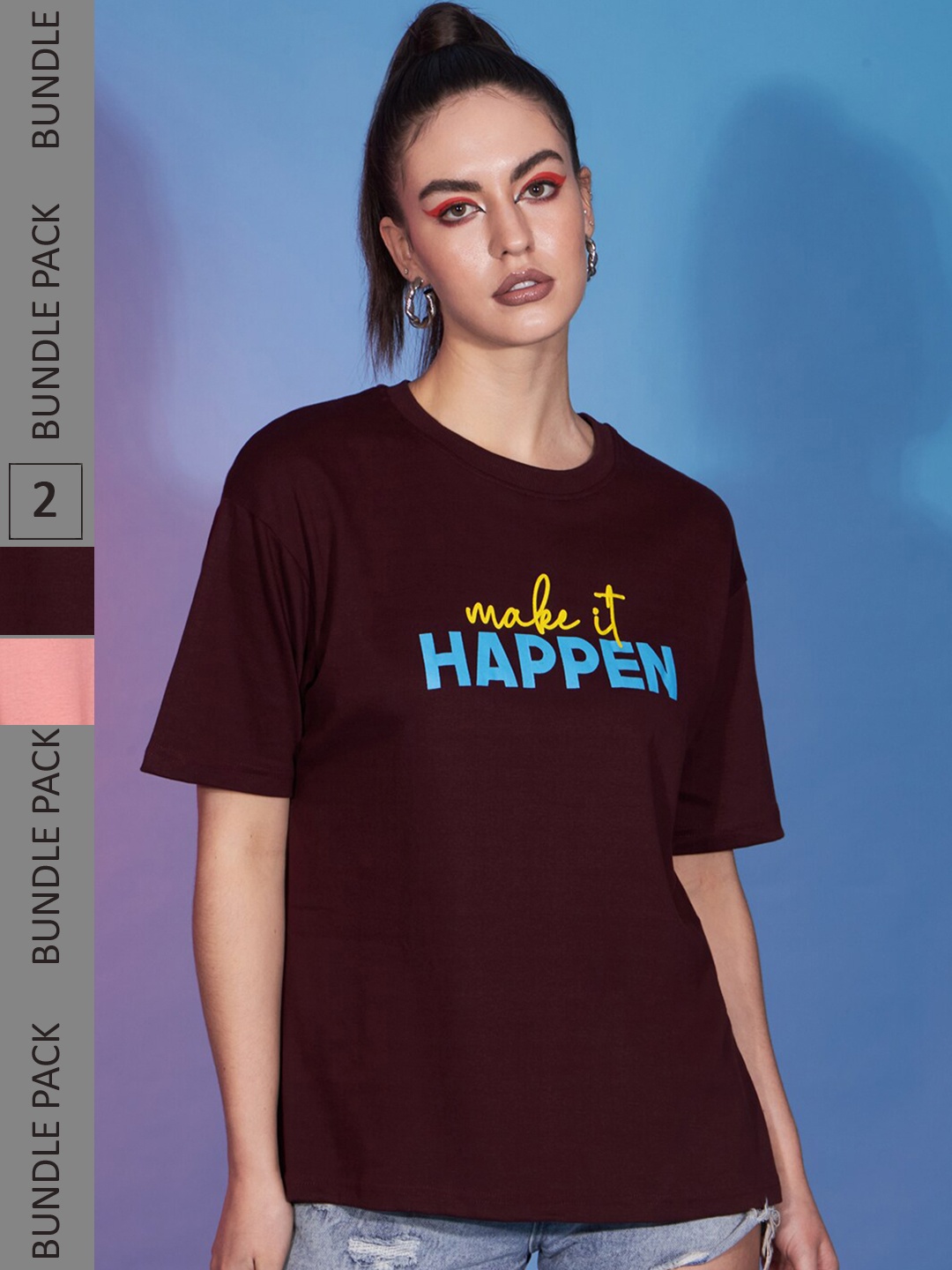 GUTI Pack Of 2 Typography Printed Round Neck Short Sleeve Oversized Cotton T-Shirt, Maroon
GUTI Pack Of 2 Typography Printed Round Neck Short Sleeve Oversized Cotton T-Shirt, Maroon