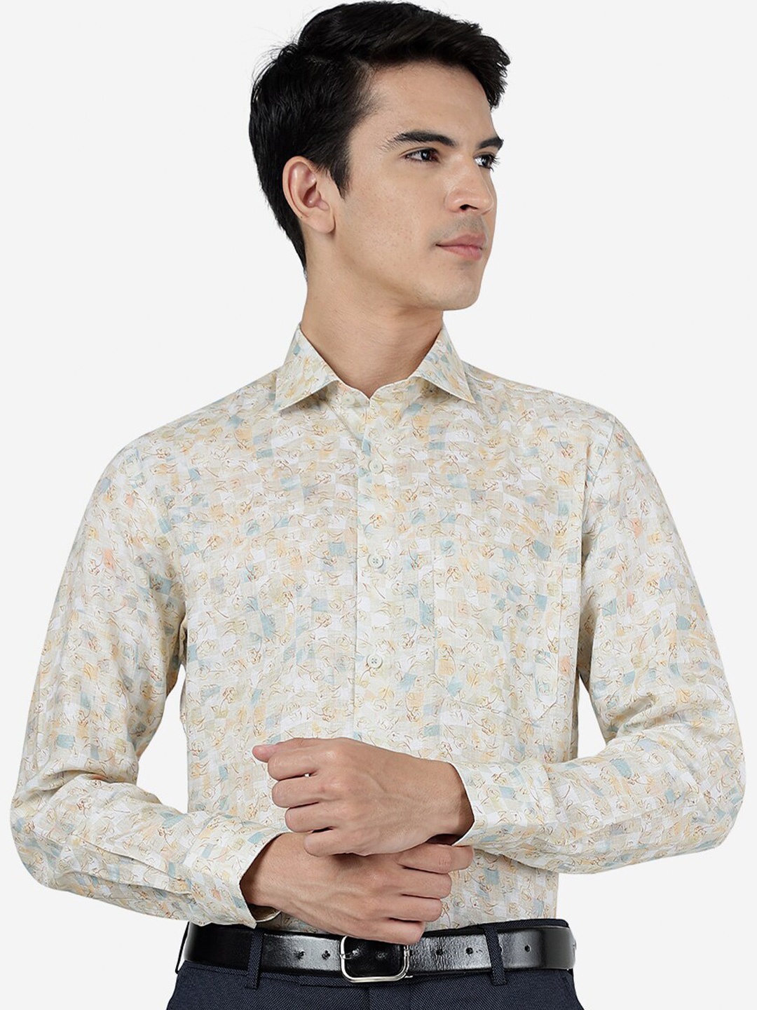 JADE BLUE Slim Fit Floral Printed Spread Collar Long Sleeve Linen Formal Shit, Khaki
JADE BLUE Slim Fit Floral Printed Spread Collar Long Sleeve Linen Formal Shit, Khaki