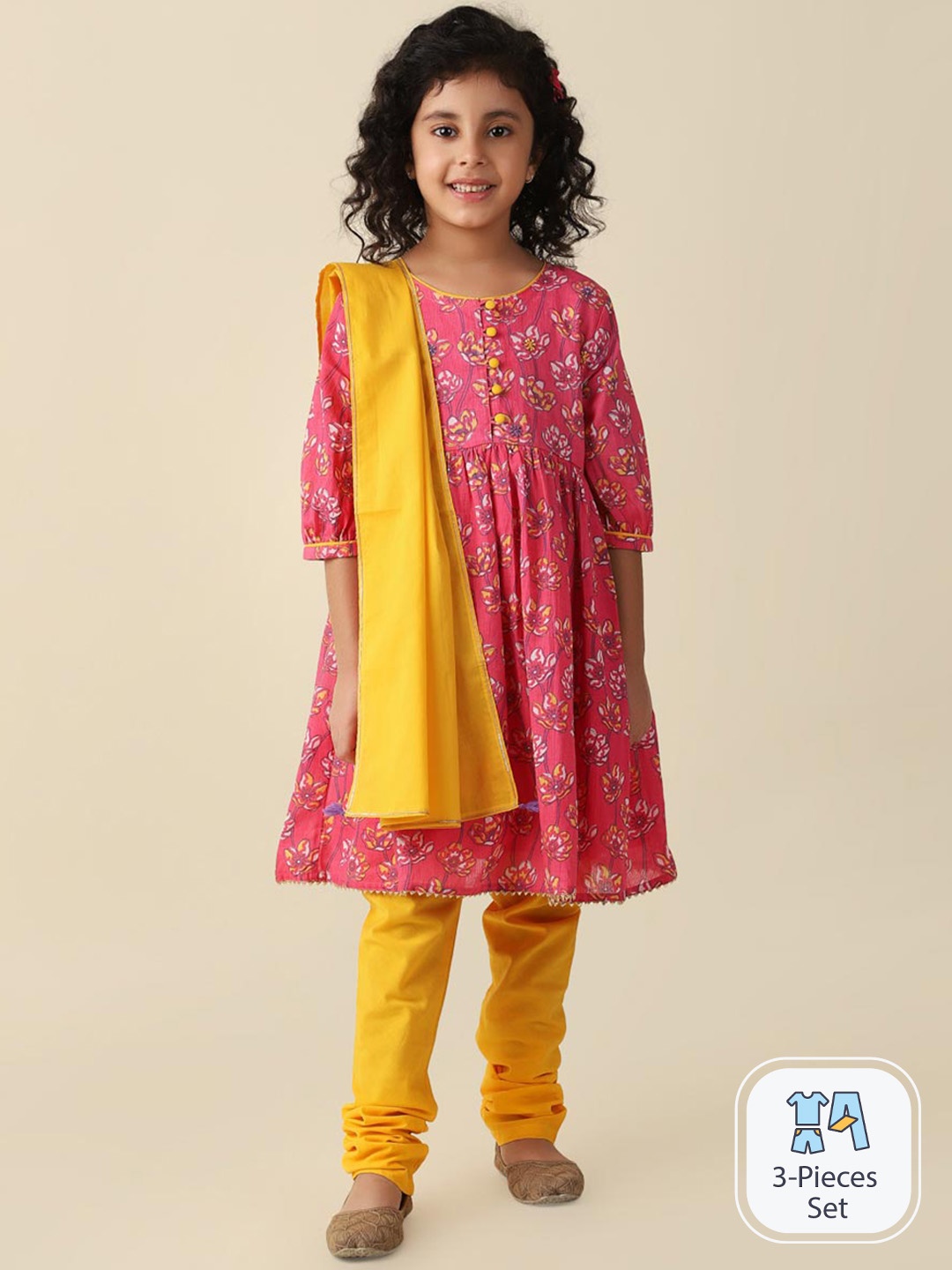 Fabindia Girls Ethnic Motifs Printed Pure Cotton Kurta With Churidar & Dupatta, Pink
Fabindia Girls Ethnic Motifs Printed Pure Cotton Kurta With Churidar & Dupatta, Pink