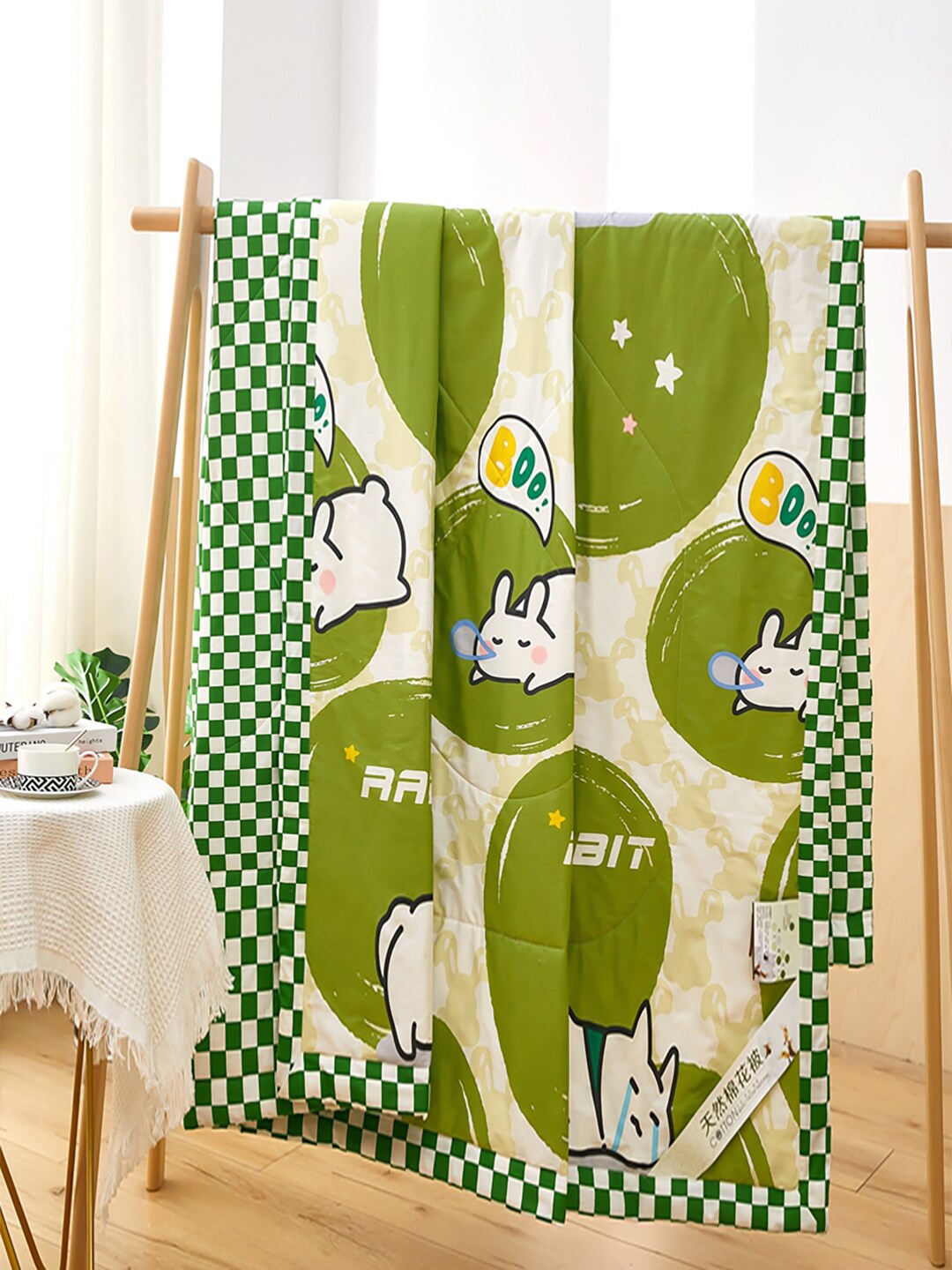 JC HOME Green White Cartoon Characters AC Room 350GSM Pure Cotton Double Bed Quilt
JC HOME Green White Cartoon Characters AC Room 350GSM Pure Cotton Double Bed Quilt
