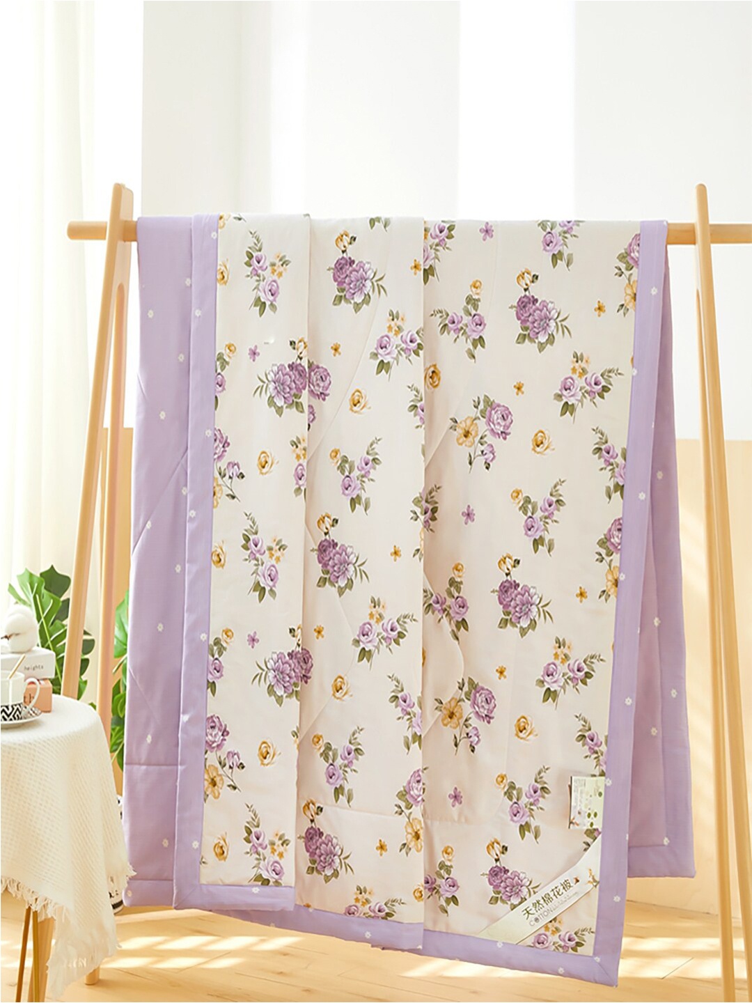 JC HOME White & Purple Floral Pure Cotton AC Room 350 GSM Double Bed Quilt
JC HOME White & Purple Floral Pure Cotton AC Room 350 GSM Double Bed Quilt