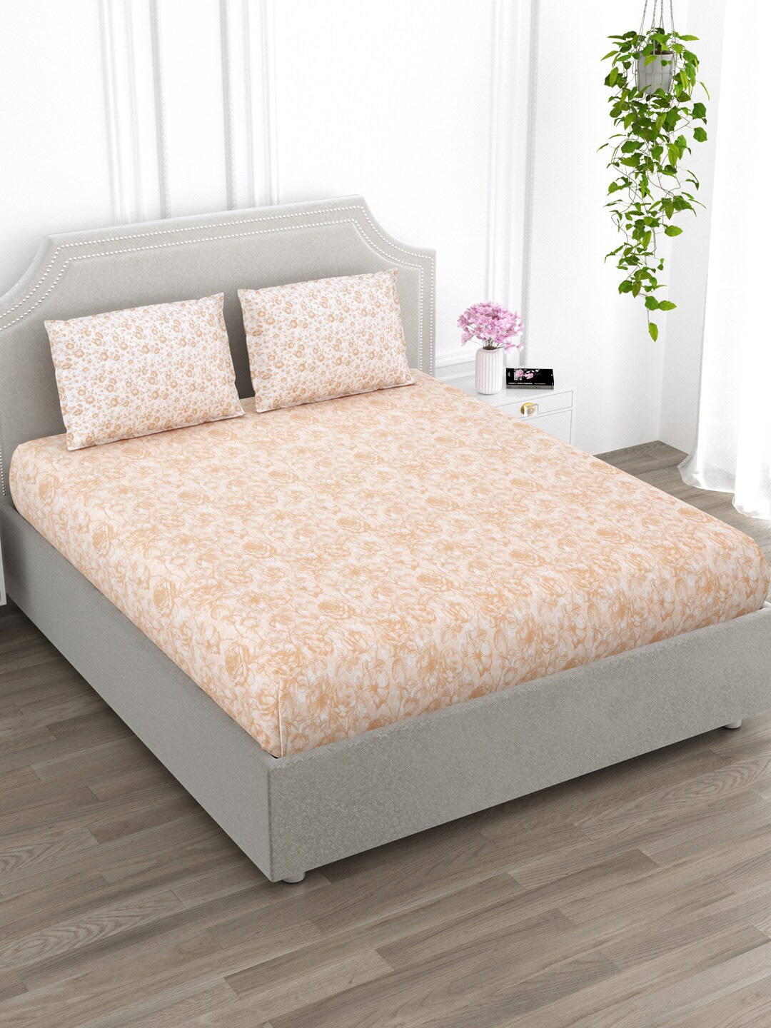 EverHOME Sage Beige & White Floral Printed Cotton 210TC King Bedsheet With 2 Pillow Covers
EverHOME Sage Beige & White Floral Printed Cotton 210TC King Bedsheet With 2 Pillow Covers