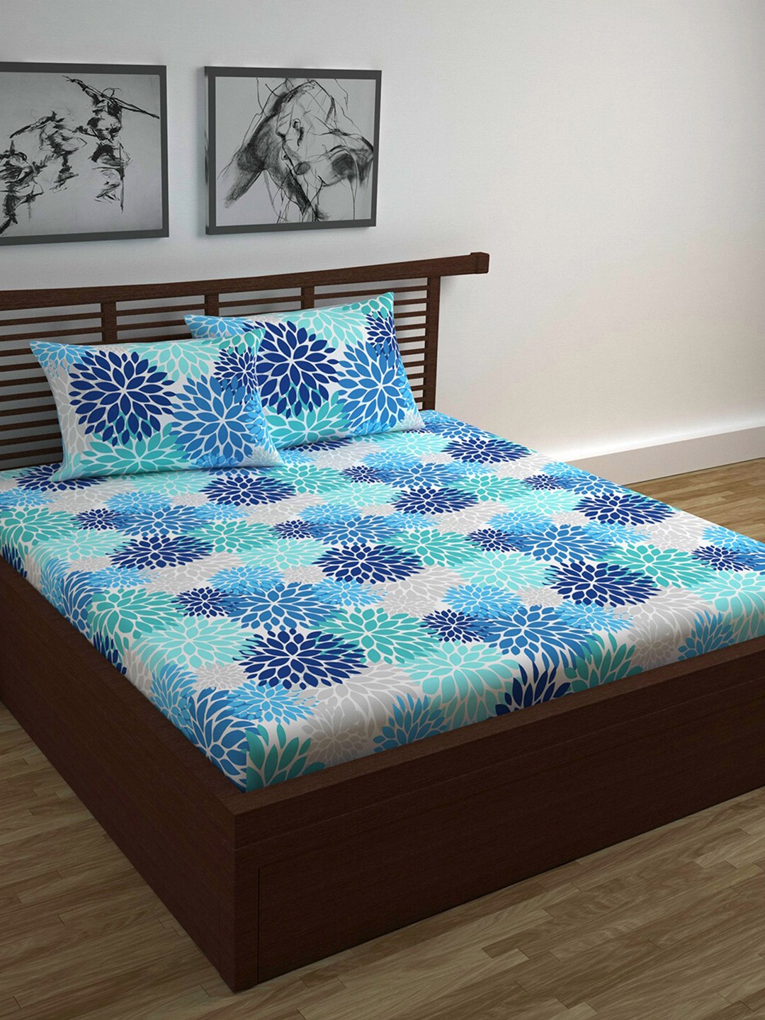 Divine Casa Prisham White & Blue Printed Cotton 144 TC Queen Bedsheet with 2 Pillow Covers
Divine Casa Prisham White & Blue Printed Cotton 144 TC Queen Bedsheet with 2 Pillow Covers