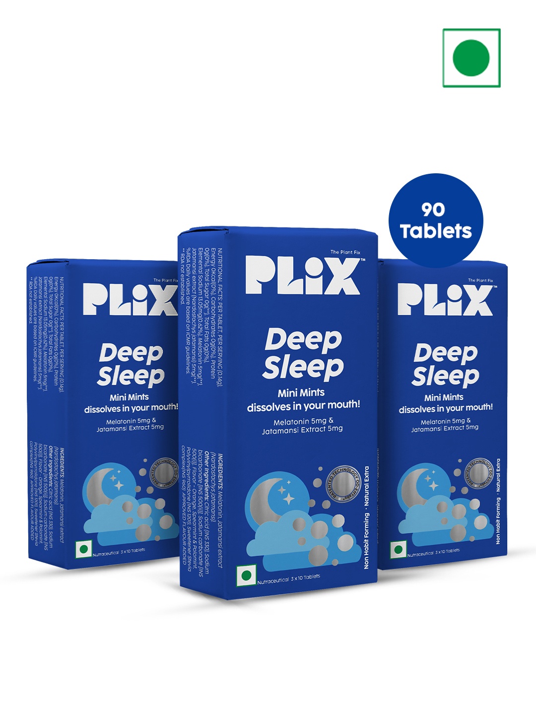 PLIX THE PLANT FIX Set of 3 Deep Sleep Mini Mints with Jatamansi - 30 Tablets each, Blue
PLIX THE PLANT FIX Set of 3 Deep Sleep Mini Mints with Jatamansi - 30 Tablets each, Blue