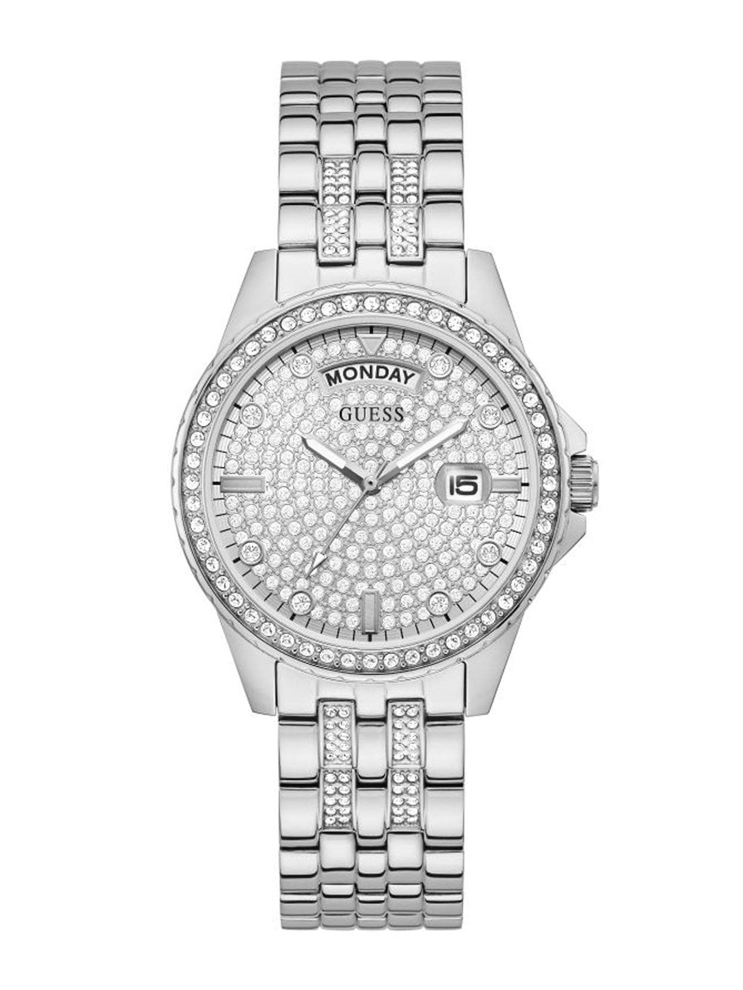 GUESS Women Embellished Stainless Steel Bracelet Style Straps Analogue Watch GW0254L1, Silver
GUESS Women Embellished Stainless Steel Bracelet Style Straps Analogue Watch GW0254L1, Silver