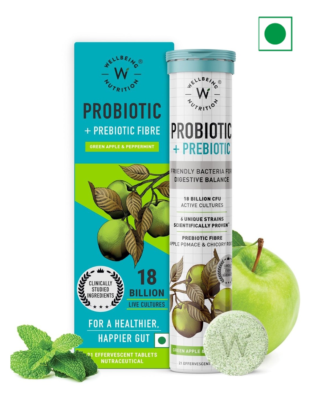 Wellbeing Nutrition Green Apple & Peppermint Probiotic & Prebiotic Fibre - 21 Tablets
Wellbeing Nutrition Green Apple & Peppermint Probiotic & Prebiotic Fibre - 21 Tablets