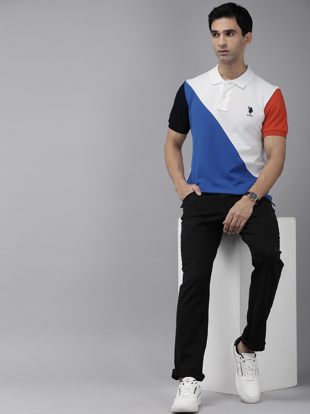 U.S. Polo Assn. Pure Cotton Slim Fit Colourblocked Polo Collar Casual T-shirt, White
U.S. Polo Assn. Pure Cotton Slim Fit Colourblocked Polo Collar Casual T-shirt, White