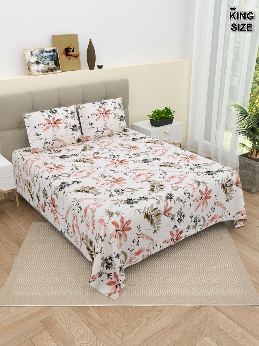 DREAM WEAVERZ White & Pink Pure Cotton 220 TC Super King Bedsheet With 2 Pillow Covers
DREAM WEAVERZ White & Pink Pure Cotton 220 TC Super King Bedsheet With 2 Pillow Covers