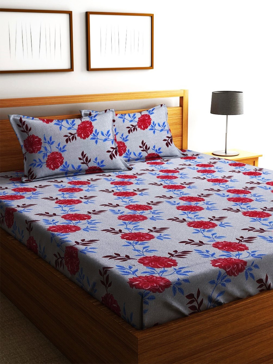 Fashion String Grey & Red Floral Microfiber 144 TC Queen Bedsheet with 2 Pillow Covers
Fashion String Grey & Red Floral Microfiber 144 TC Queen Bedsheet with 2 Pillow Covers