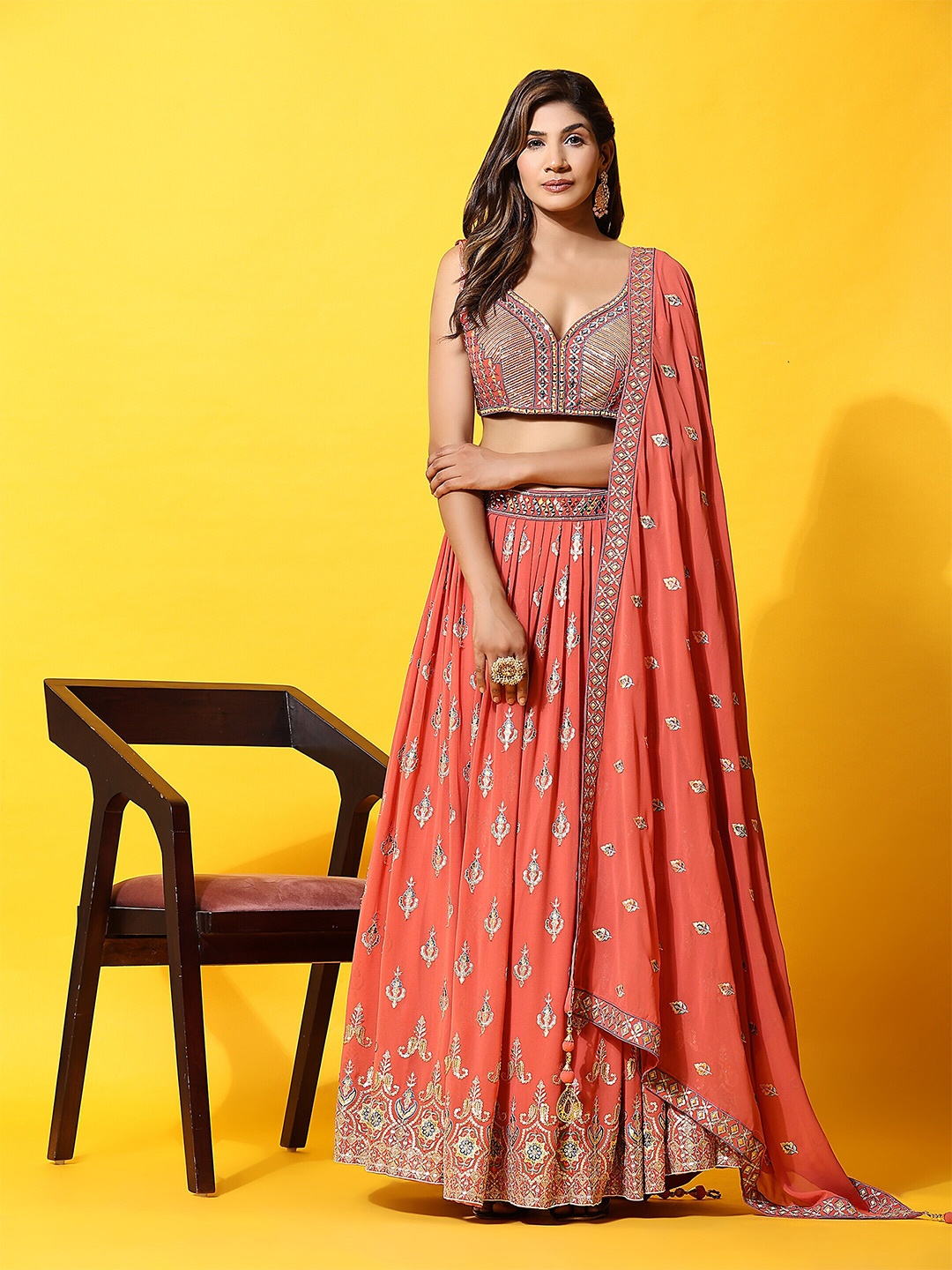 JUST FASHION Embellished Sequinned Ready to Wear Lehenga & Blouse With Dupatta, Orange
JUST FASHION Embellished Sequinned Ready to Wear Lehenga & Blouse With Dupatta, Orange