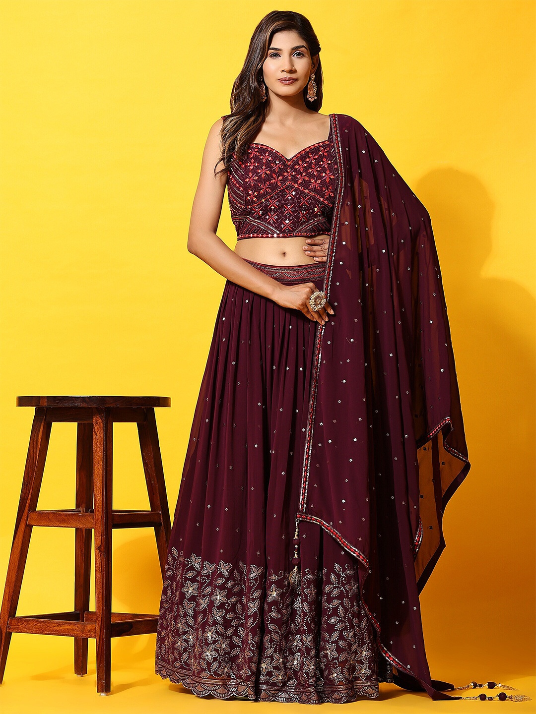 JUST FASHION Embroidered Mirror Work Ready to Wear Lehenga & Blouse With Dupatta, Magenta
JUST FASHION Embroidered Mirror Work Ready to Wear Lehenga & Blouse With Dupatta, Magenta