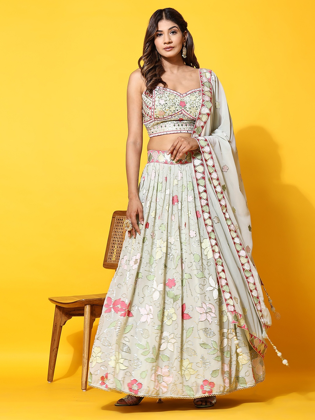 JUST FASHION Embroidered Mirror Work Ready to Wear Lehenga & Blouse With Dupatta, Green
JUST FASHION Embroidered Mirror Work Ready to Wear Lehenga & Blouse With Dupatta, Green