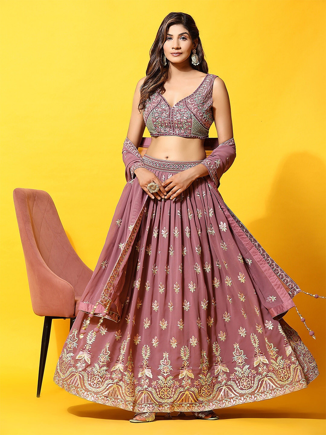 JUST FASHION Embroidered Mirror Work Ready to Wear Lehenga & Blouse With Dupatta, Pink
JUST FASHION Embroidered Mirror Work Ready to Wear Lehenga & Blouse With Dupatta, Pink