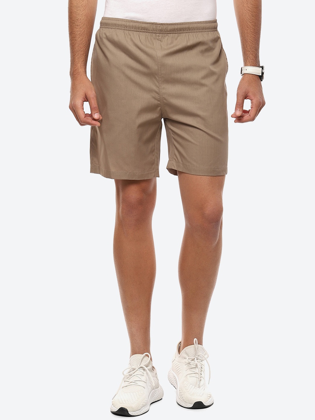 2Bme Men Mid-Rise Regular Fit Cotton Sports Shorts, Brown