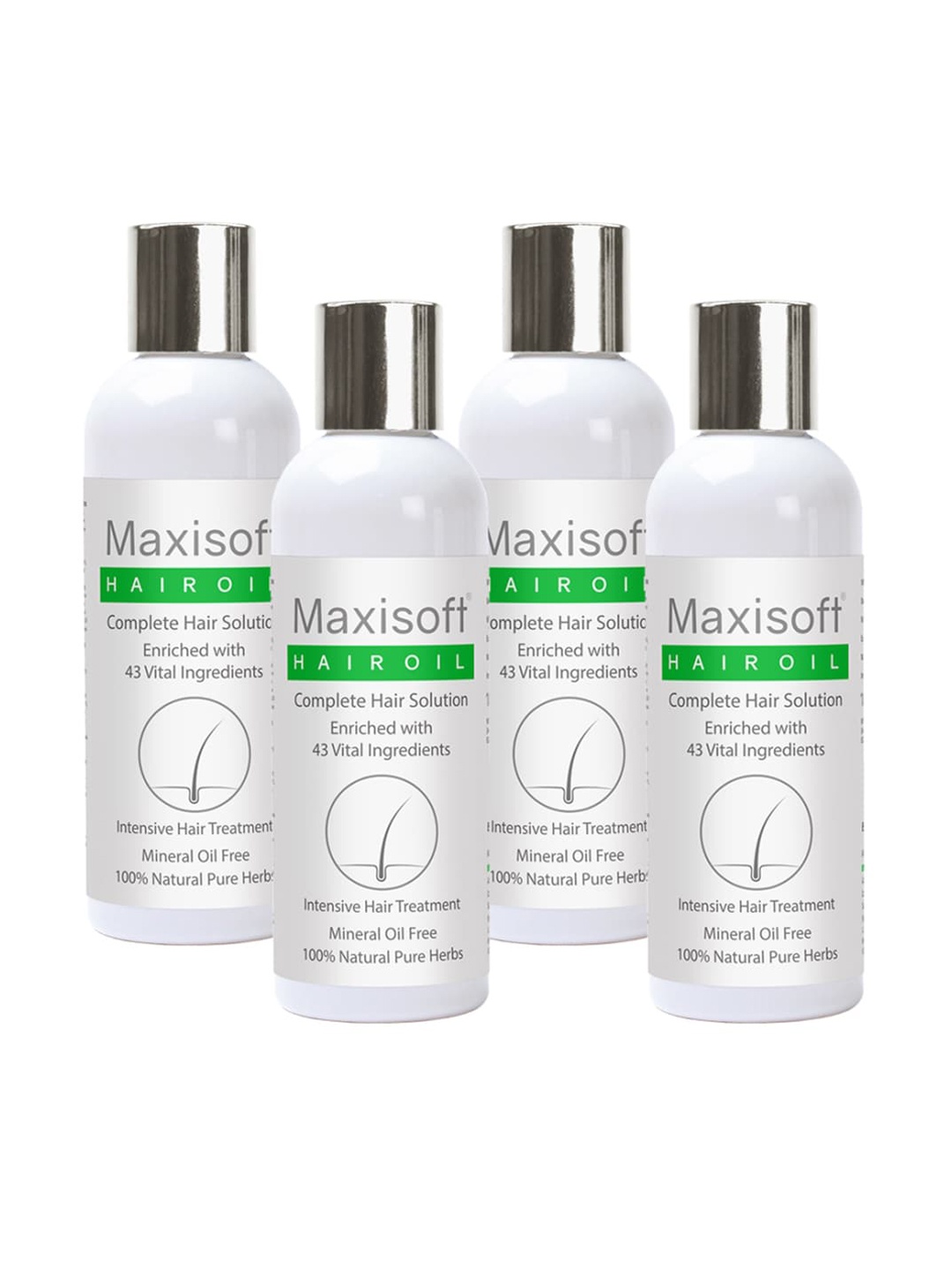 Maxisoft Set of 4 Complete Hair Solution Hair Oil with Almond Oil - 100 ml Each, White
Maxisoft Set of 4 Complete Hair Solution Hair Oil with Almond Oil - 100 ml Each, White
