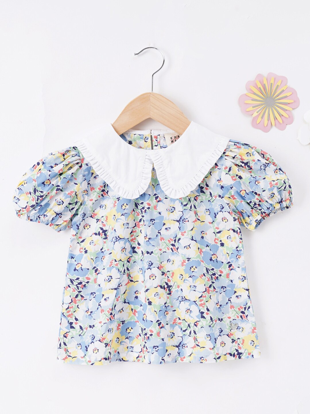 Ed-a-Mamma Girls Floral Printed Peter Pan Collar Puffed Sleeves Pure Cotton Top, Blue
Ed-a-Mamma Girls Floral Printed Peter Pan Collar Puffed Sleeves Pure Cotton Top, Blue