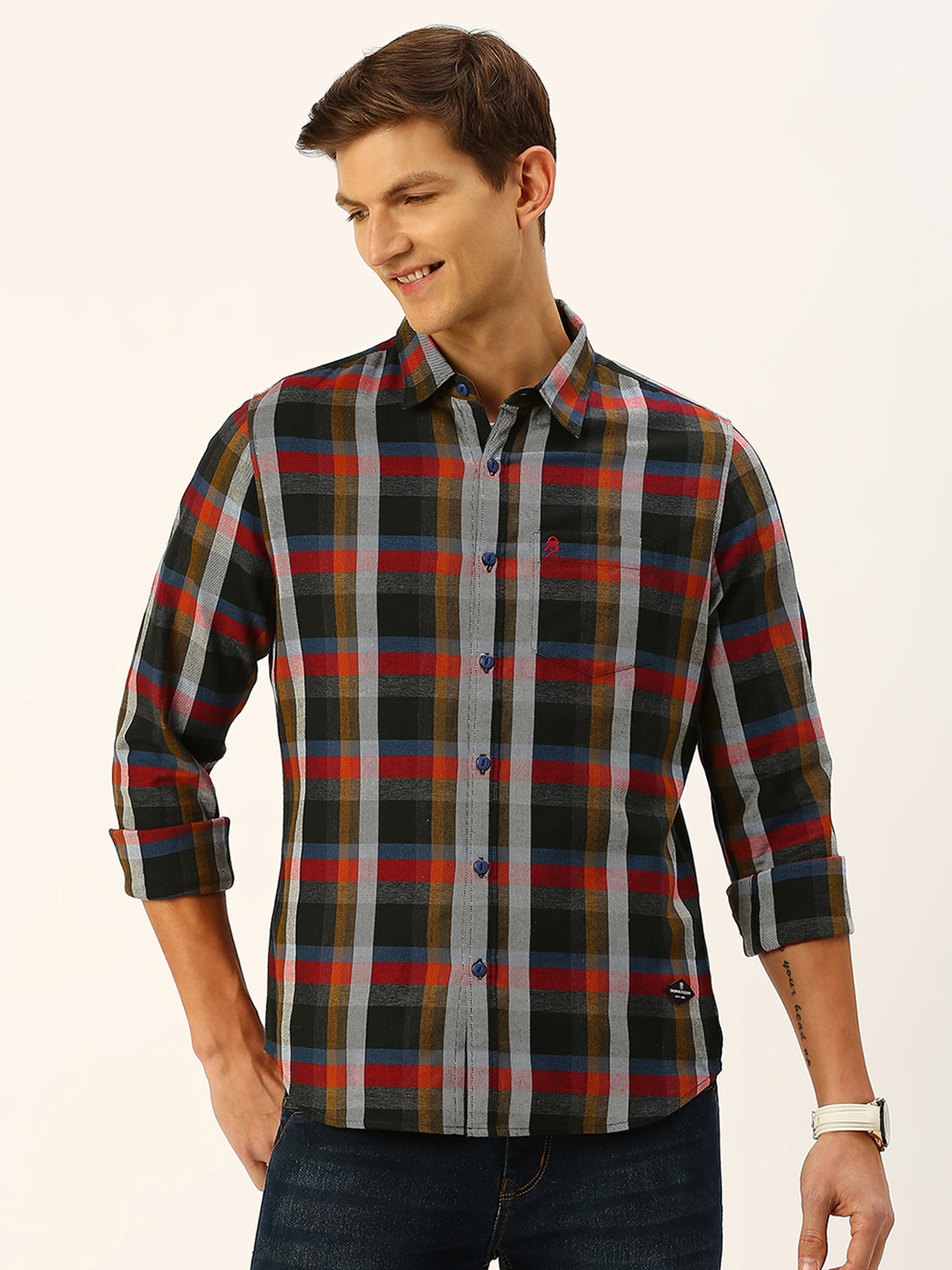 Thomas Scott Smart Slim Fit Tartan Checked Spread Collar Flannel Pure Cotton Casual Shirt, Black
Thomas Scott Smart Slim Fit Tartan Checked Spread Collar Flannel Pure Cotton Casual Shirt, Black