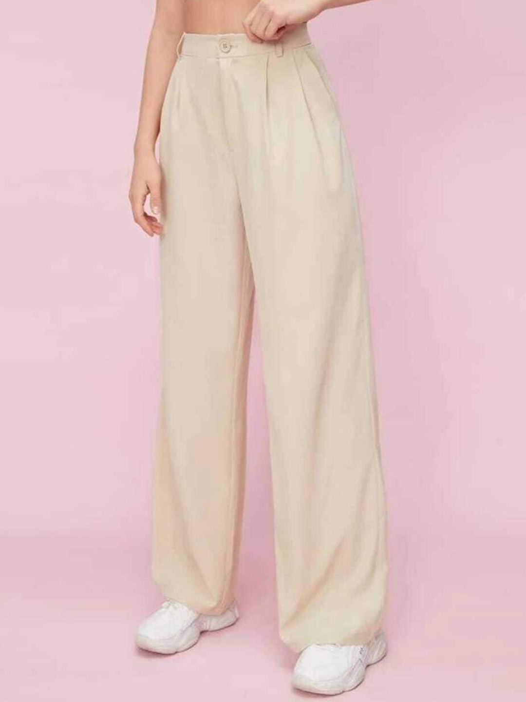 BROADSTAR Women Smart Loose Fit High-Rise Easy Wash Pleated Cotton Parallel Trousers, Beige
BROADSTAR Women Smart Loose Fit High-Rise Easy Wash Pleated Cotton Parallel Trousers, Beige