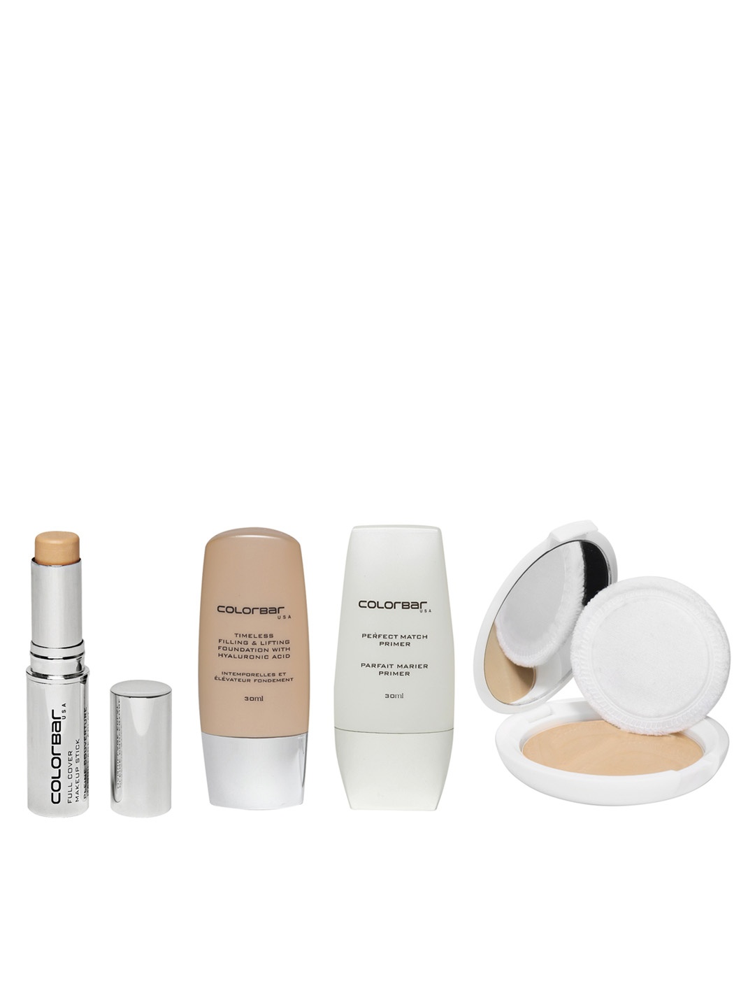 Colorbar Set of Primer, Makeup Stick, Compact & Foundation, Beige