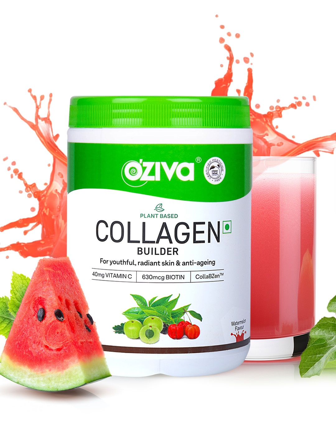 OZiva Plant Based Watermelon Collagen Builder Powder For Youthful & Radiant Skin - 200g, Green
OZiva Plant Based Watermelon Collagen Builder Powder For Youthful & Radiant Skin - 200g, Green